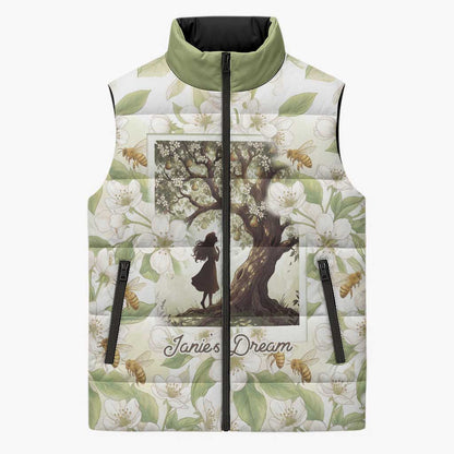 Zora Neale Hurston Sleeveless Puffer Jacket Floral Illustration Featuring Janie’s Dream from Their Eyes Were Watching God - African Pride