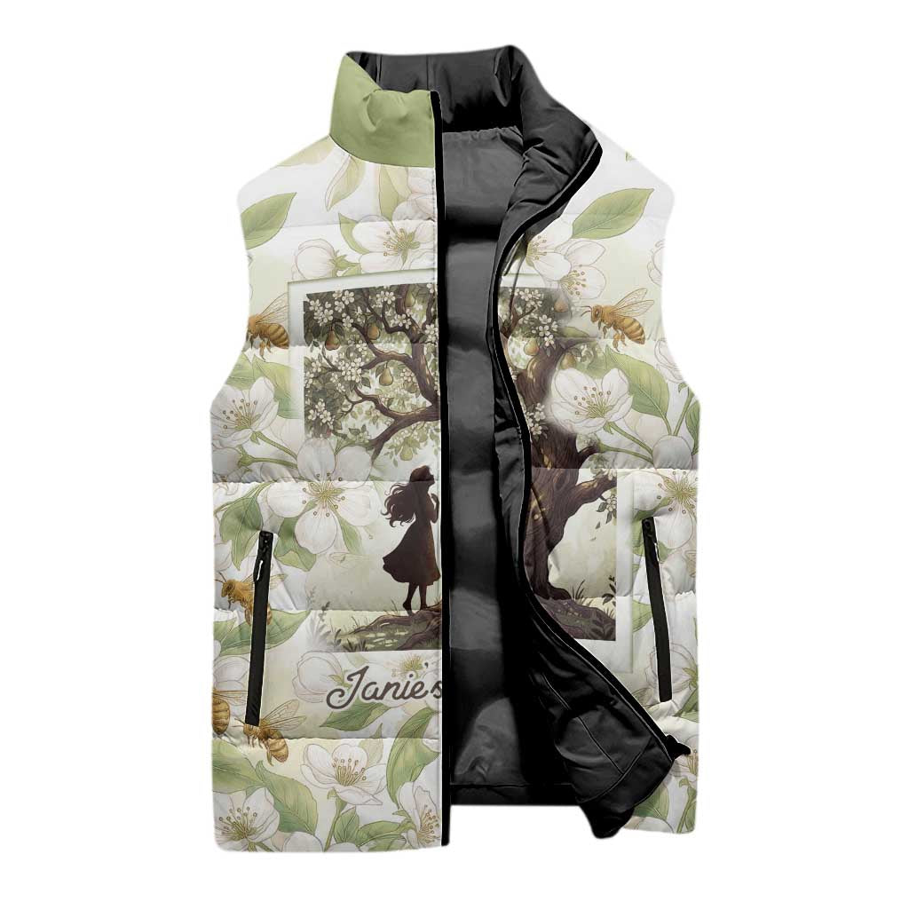Zora Neale Hurston Sleeveless Puffer Jacket Floral Illustration Featuring Janie’s Dream from Their Eyes Were Watching God - African Pride