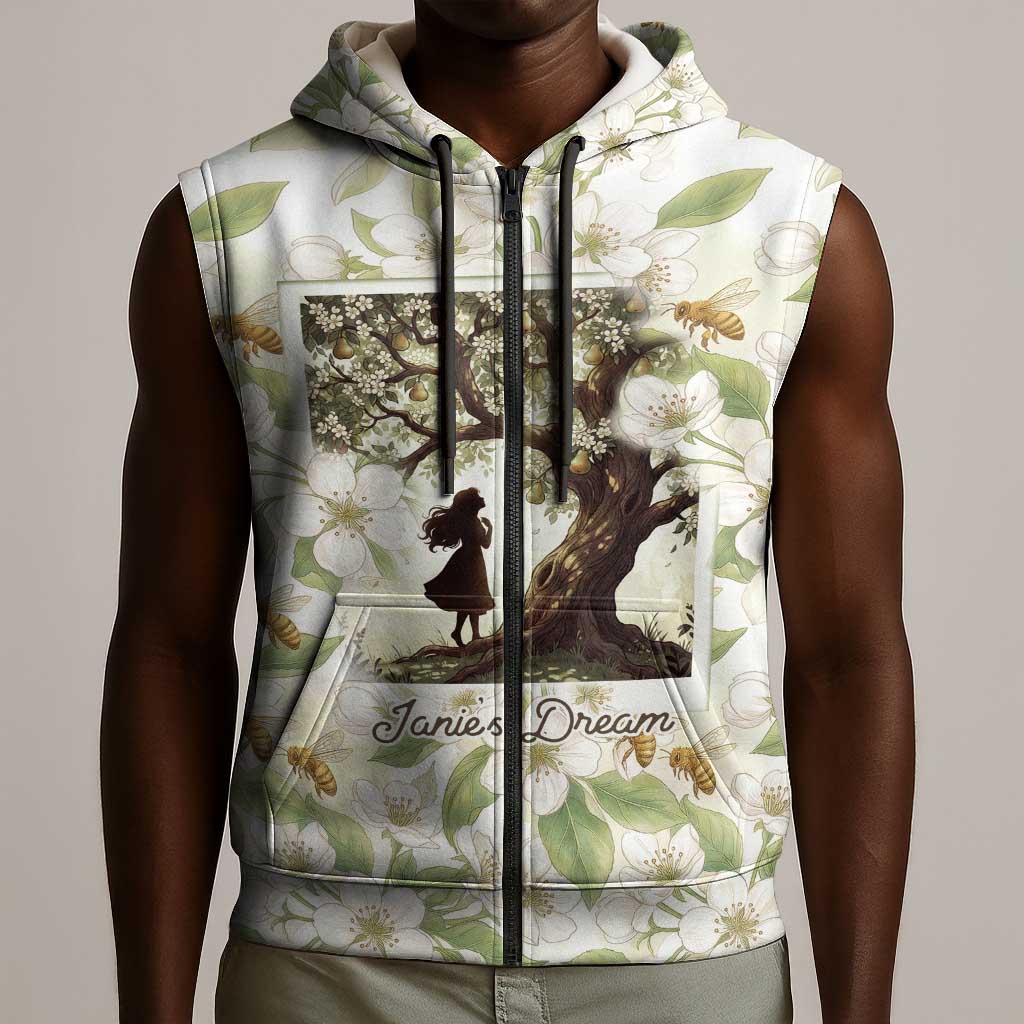 Zora Neale Hurston Sleeveless Zip Hoodie Floral Illustration Featuring Janie’s Dream from Their Eyes Were Watching God - African Pride