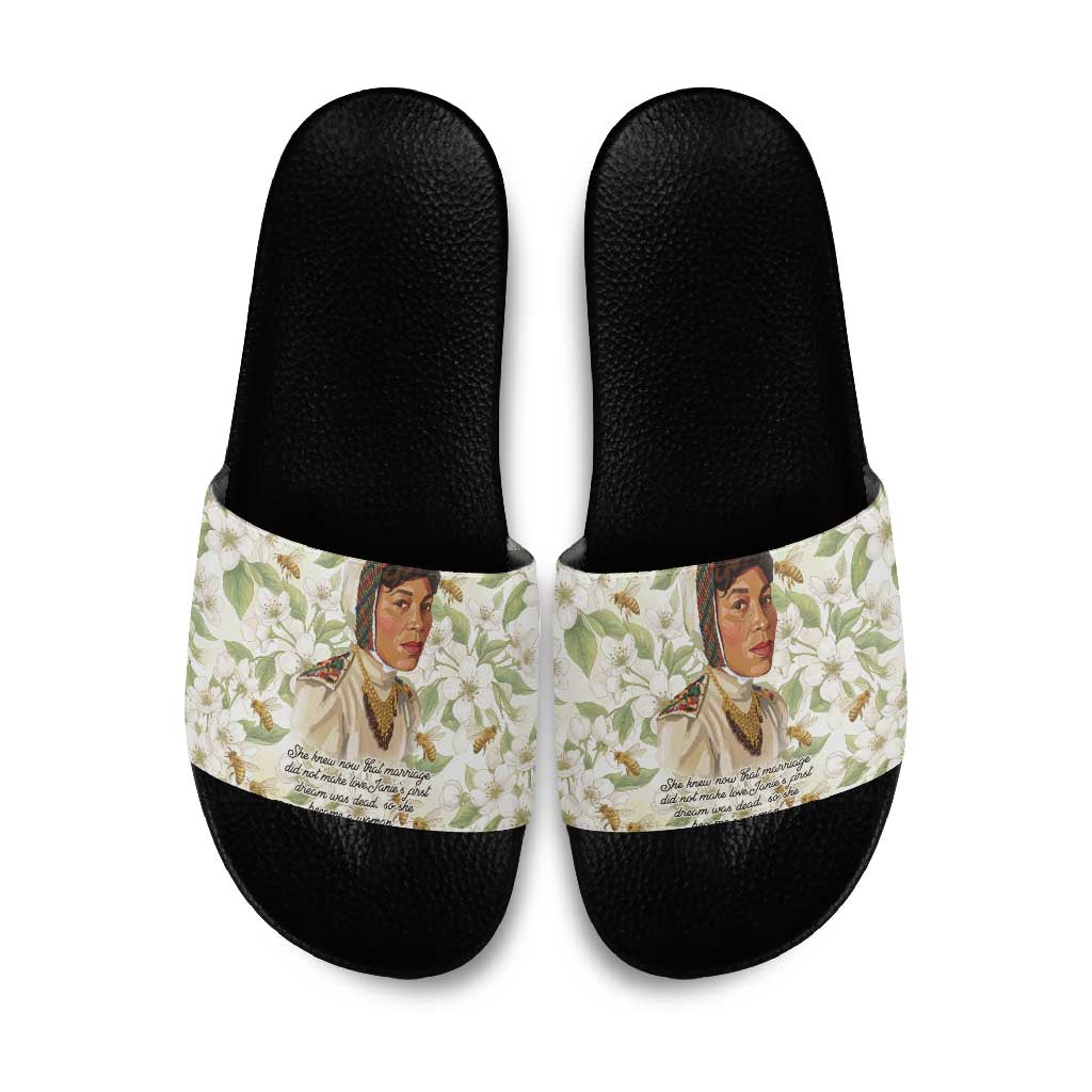 Zora Neale Hurston Slide Sandals Floral Illustration Featuring Janie’s Dream from Their Eyes Were Watching God - African Pride