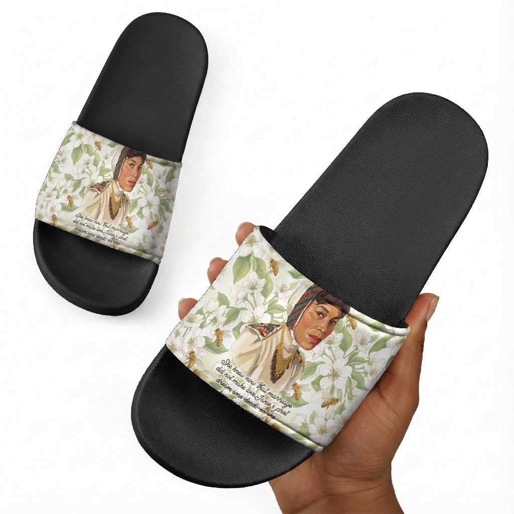 Zora Neale Hurston Slide Sandals Floral Illustration Featuring Janie’s Dream from Their Eyes Were Watching God - African Pride