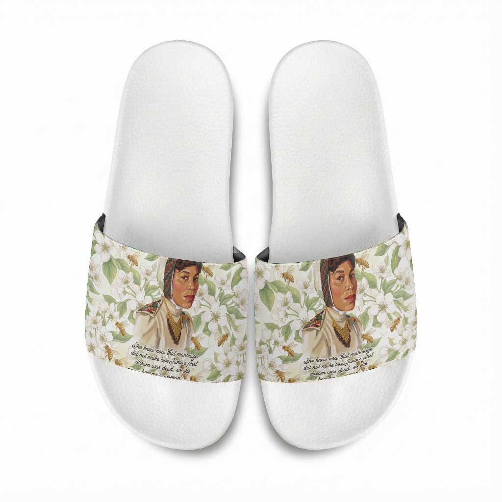 Zora Neale Hurston Slide Sandals Floral Illustration Featuring Janie’s Dream from Their Eyes Were Watching God - African Pride