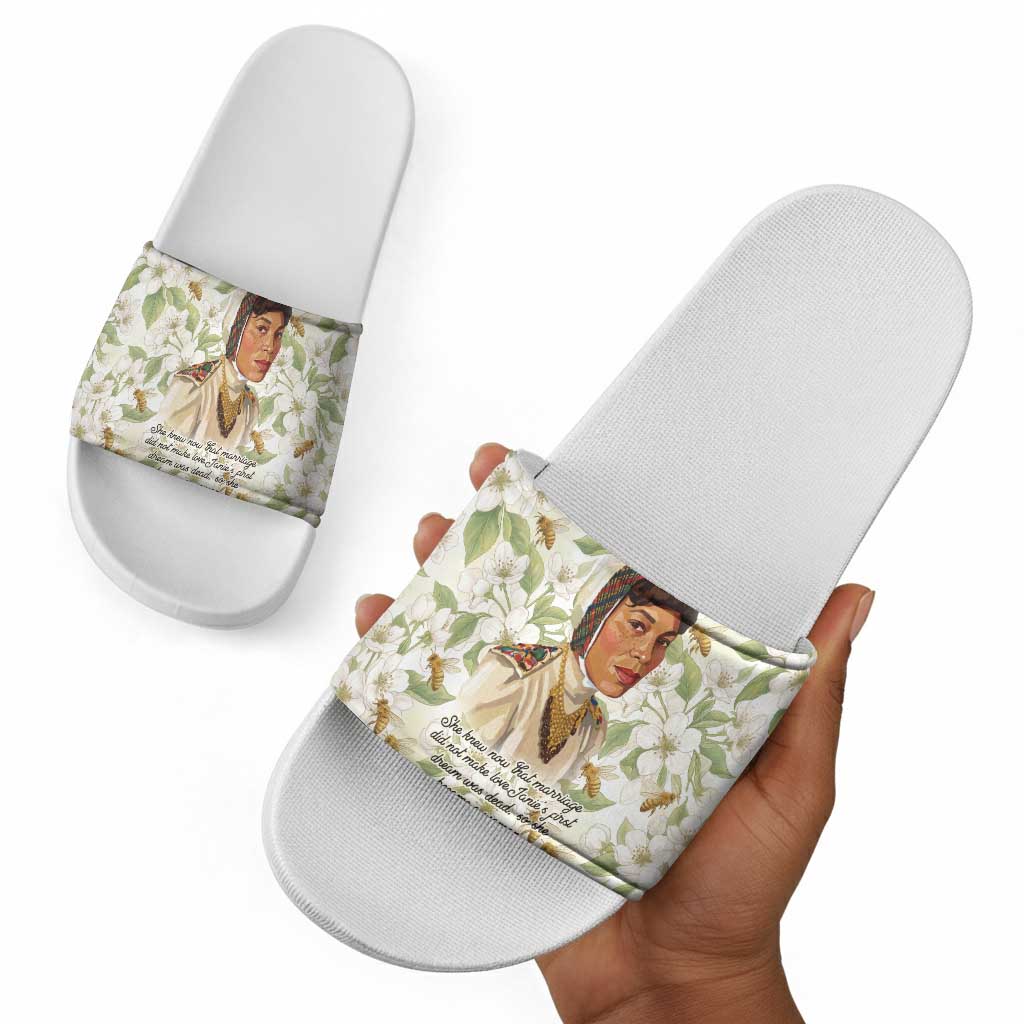 Zora Neale Hurston Slide Sandals Floral Illustration Featuring Janie’s Dream from Their Eyes Were Watching God - African Pride