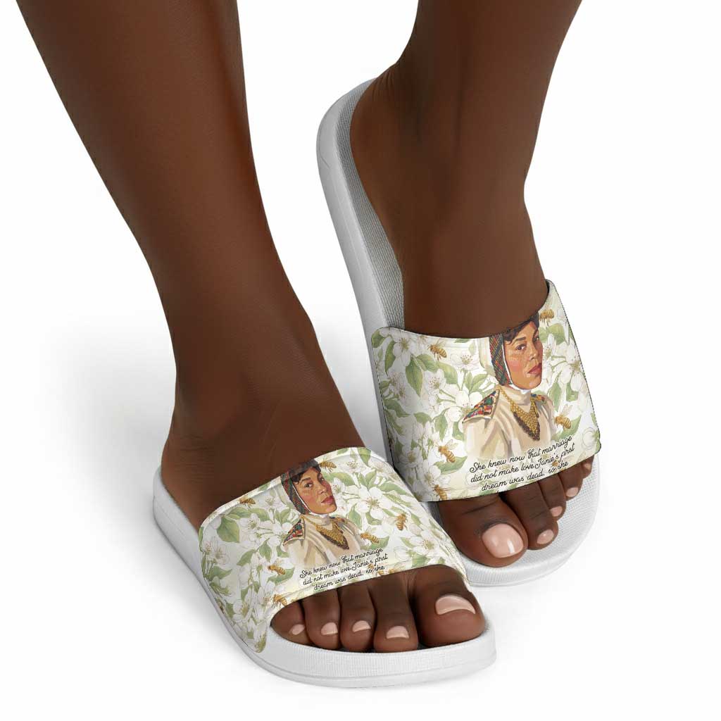 Zora Neale Hurston Slide Sandals Floral Illustration Featuring Janie’s Dream from Their Eyes Were Watching God - African Pride