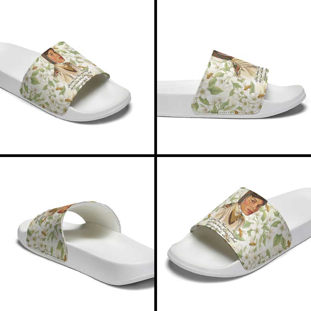 Zora Neale Hurston Slide Sandals Floral Illustration Featuring Janie’s Dream from Their Eyes Were Watching God - African Pride