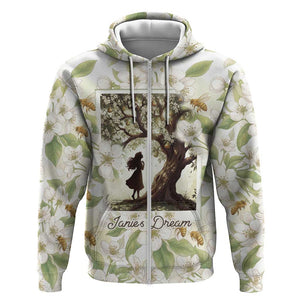 Zora Neale Hurston Zip Hoodie Floral Illustration Featuring Janie’s Dream from Their Eyes Were Watching God - African Pride
