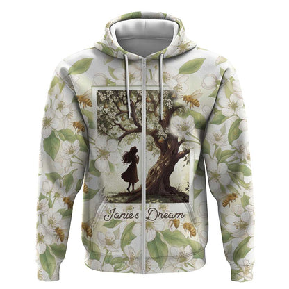 Zora Neale Hurston Zip Hoodie Floral Illustration Featuring Janie’s Dream from Their Eyes Were Watching God - African Pride