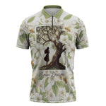Zora Neale Hurston Zipper Polo Shirt Floral Illustration Featuring Janie’s Dream from Their Eyes Were Watching God - African Pride