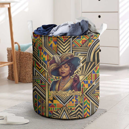 Zora Neale Hurston Laundry Basket Bold Kente and Art Deco Pattern - I Am Not Tragically Colored - African Pride