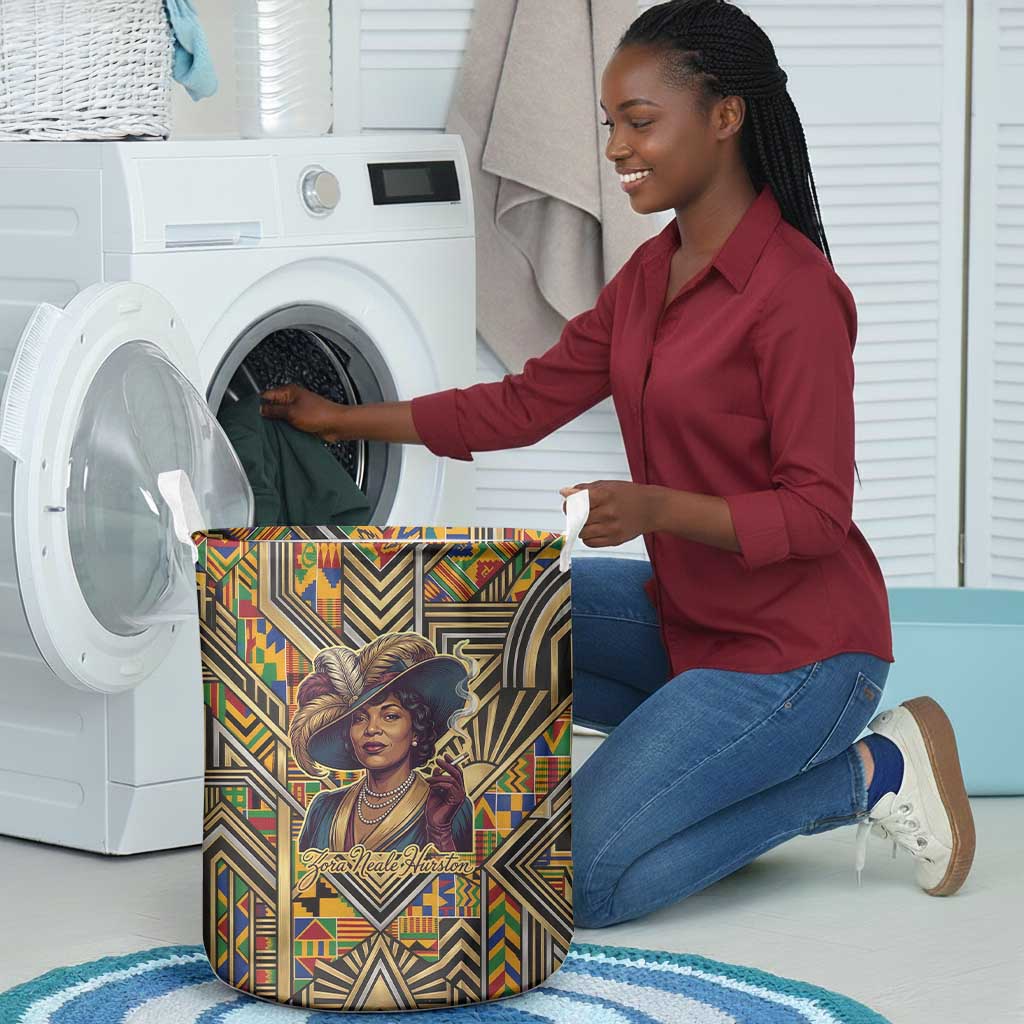 Zora Neale Hurston Laundry Basket Bold Kente and Art Deco Pattern - I Am Not Tragically Colored - African Pride
