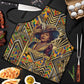 Zora Neale Hurston Apron Bold Kente and Art Deco Pattern - I Am Not Tragically Colored - African Pride