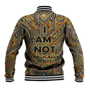 Zora Neale Hurston Baseball Jacket Bold Kente and Art Deco Pattern - I Am Not Tragically Colored - African Pride