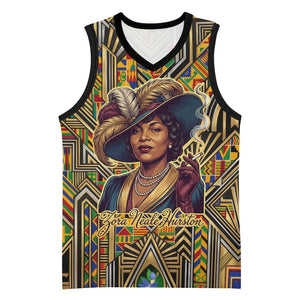 Zora Neale Hurston Basketball Jersey Bold Kente and Art Deco Pattern - I Am Not Tragically Colored - African Pride