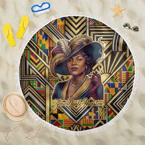 Zora Neale Hurston Beach Blanket Bold Kente and Art Deco Pattern - I Am Not Tragically Colored - African Pride
