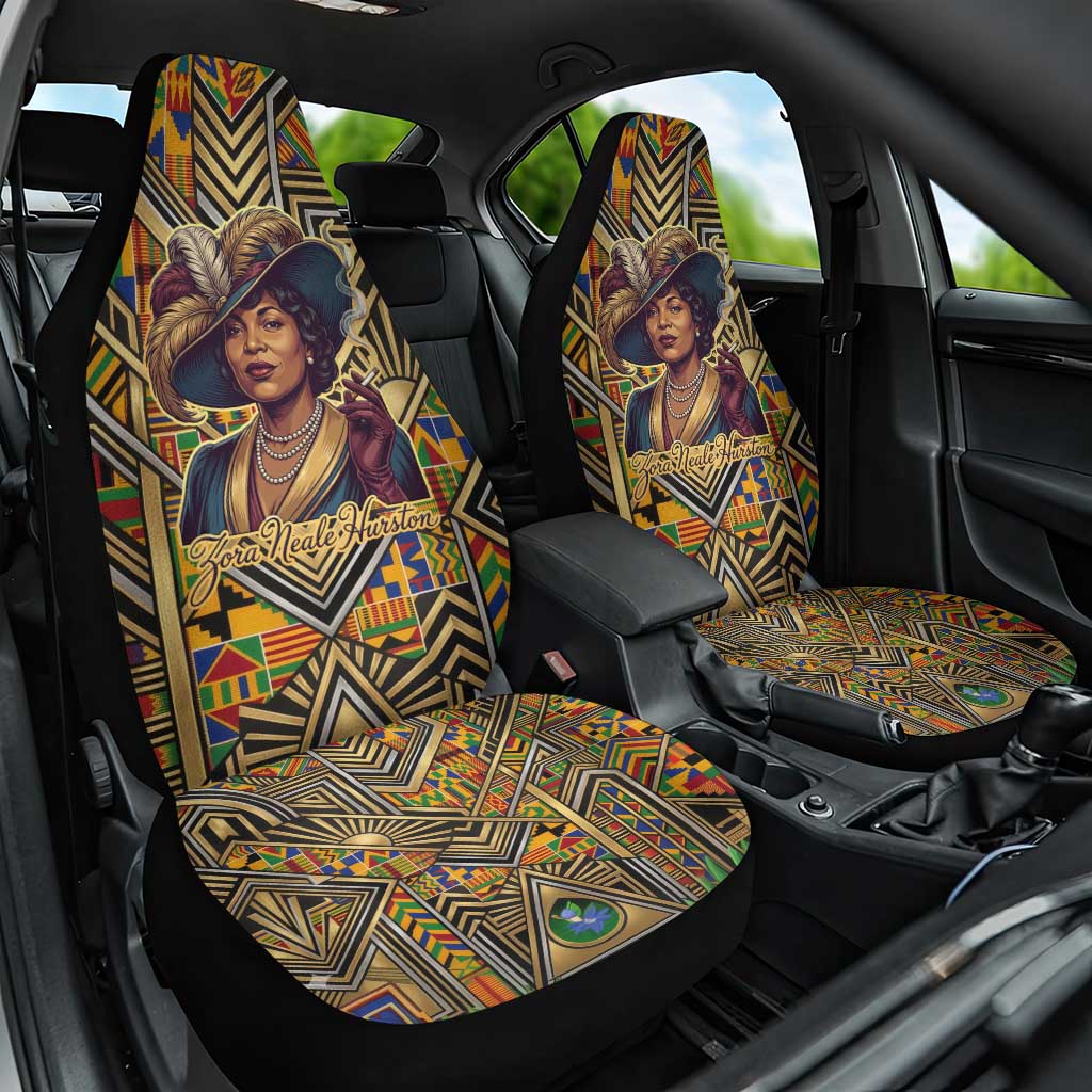 Zora Neale Hurston Car Seat Cover Bold Kente and Art Deco Pattern - I Am Not Tragically Colored - African Pride