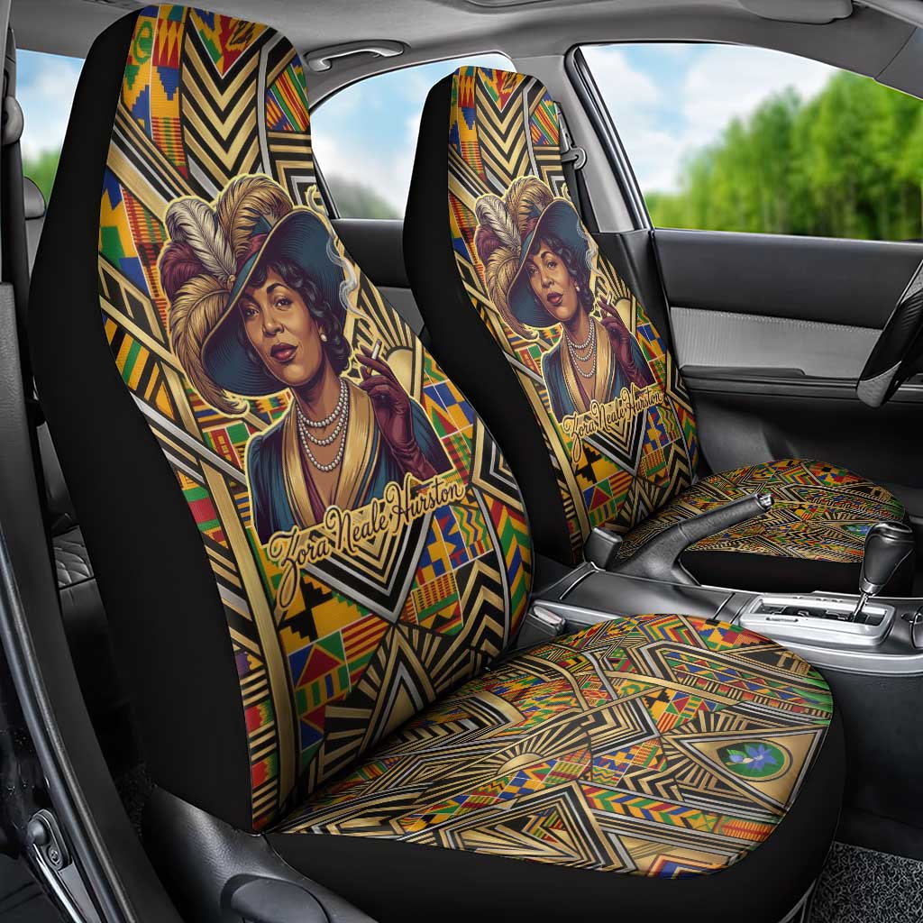 Zora Neale Hurston Car Seat Cover Bold Kente and Art Deco Pattern - I Am Not Tragically Colored - African Pride