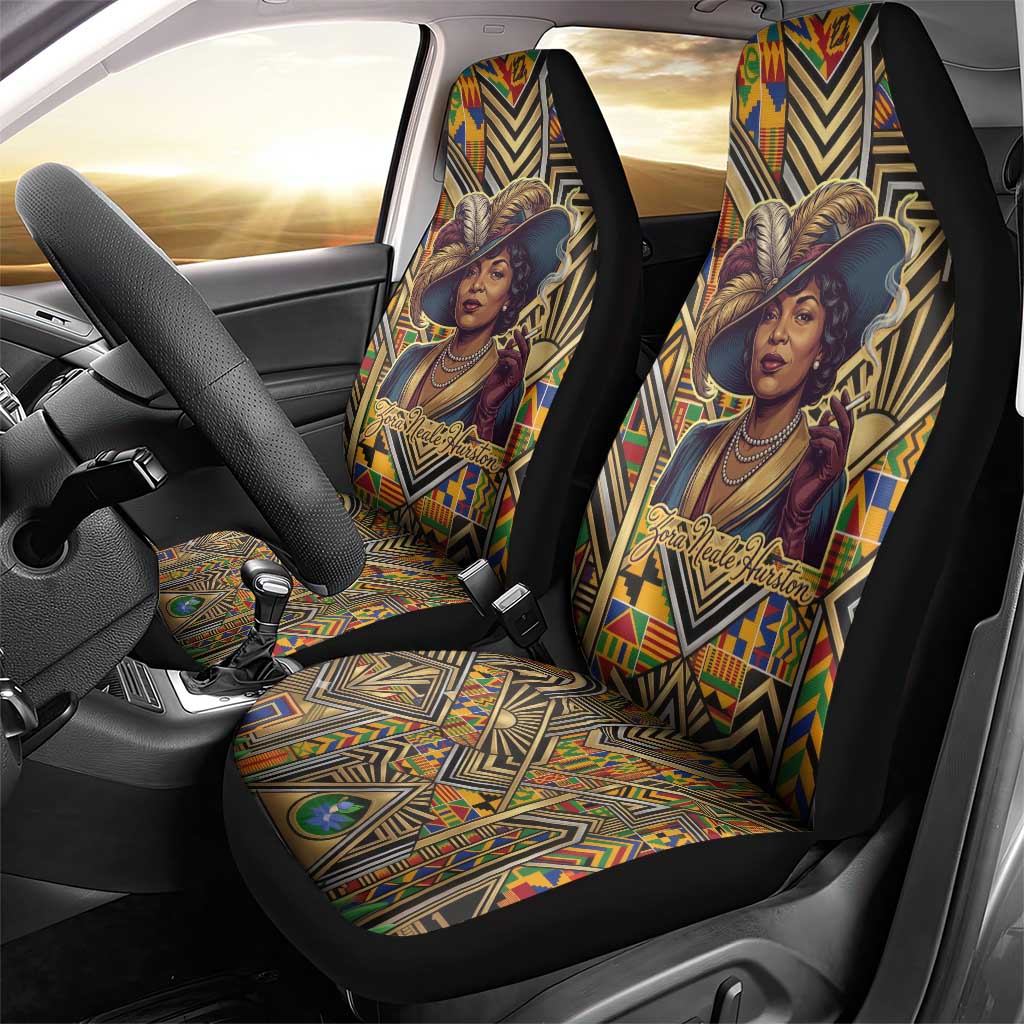 Zora Neale Hurston Car Seat Cover Bold Kente and Art Deco Pattern - I Am Not Tragically Colored - African Pride