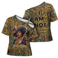 Zora Neale Hurston Cross Shoulder Shirt Bold Kente and Art Deco Pattern - I Am Not Tragically Colored - African Pride