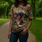 Zora Neale Hurston Cross Shoulder Shirt Bold Kente and Art Deco Pattern - I Am Not Tragically Colored - African Pride