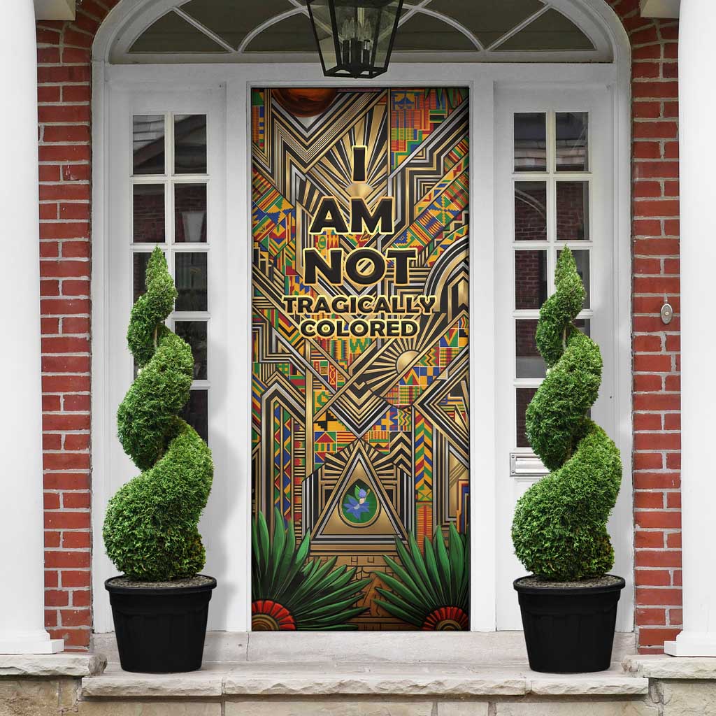Zora Neale Hurston Door Cover Bold Kente and Art Deco Pattern - I Am Not Tragically Colored - African Pride