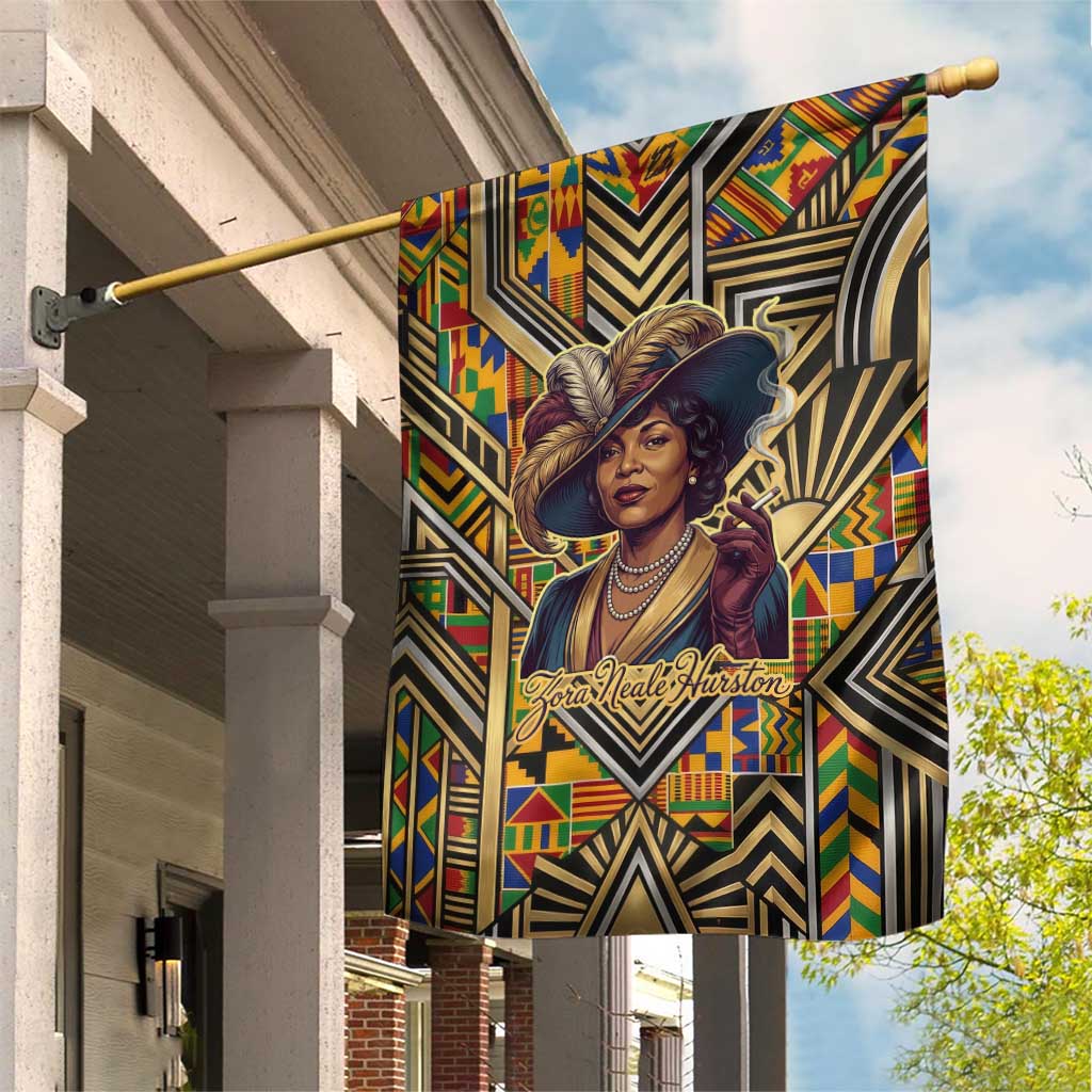 Zora Neale Hurston Garden Flag Bold Kente and Art Deco Pattern - I Am Not Tragically Colored - African Pride