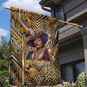Zora Neale Hurston Garden Flag Bold Kente and Art Deco Pattern - I Am Not Tragically Colored - African Pride
