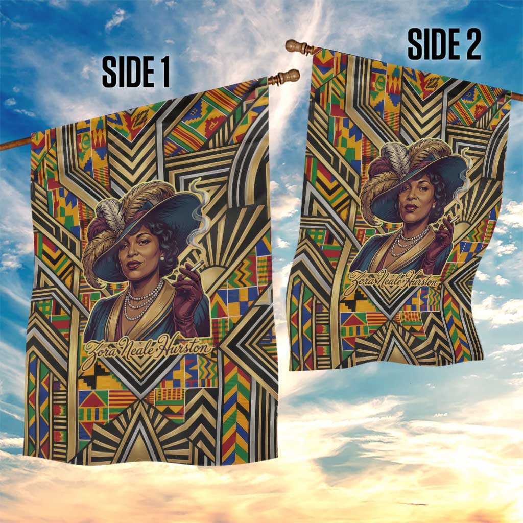 Zora Neale Hurston Garden Flag Bold Kente and Art Deco Pattern - I Am Not Tragically Colored - African Pride