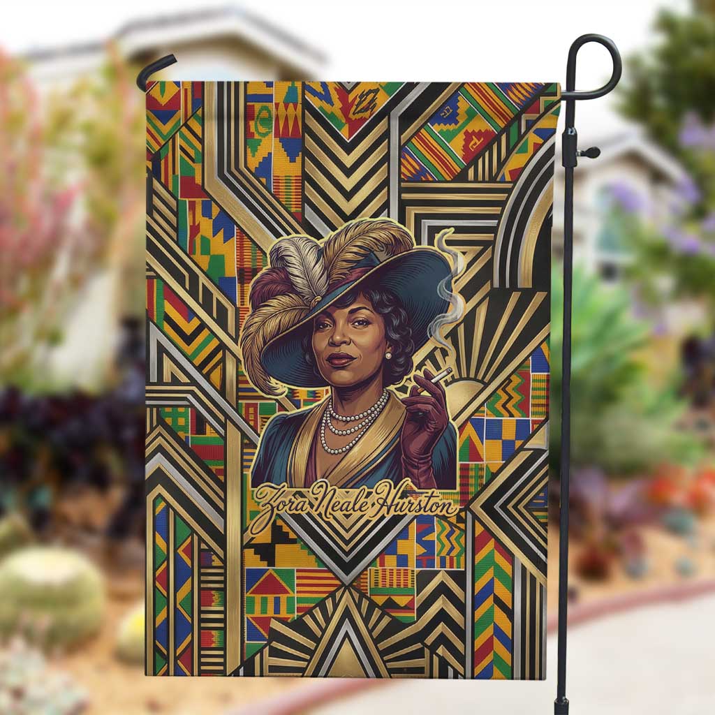 Zora Neale Hurston Garden Flag Bold Kente and Art Deco Pattern - I Am Not Tragically Colored - African Pride