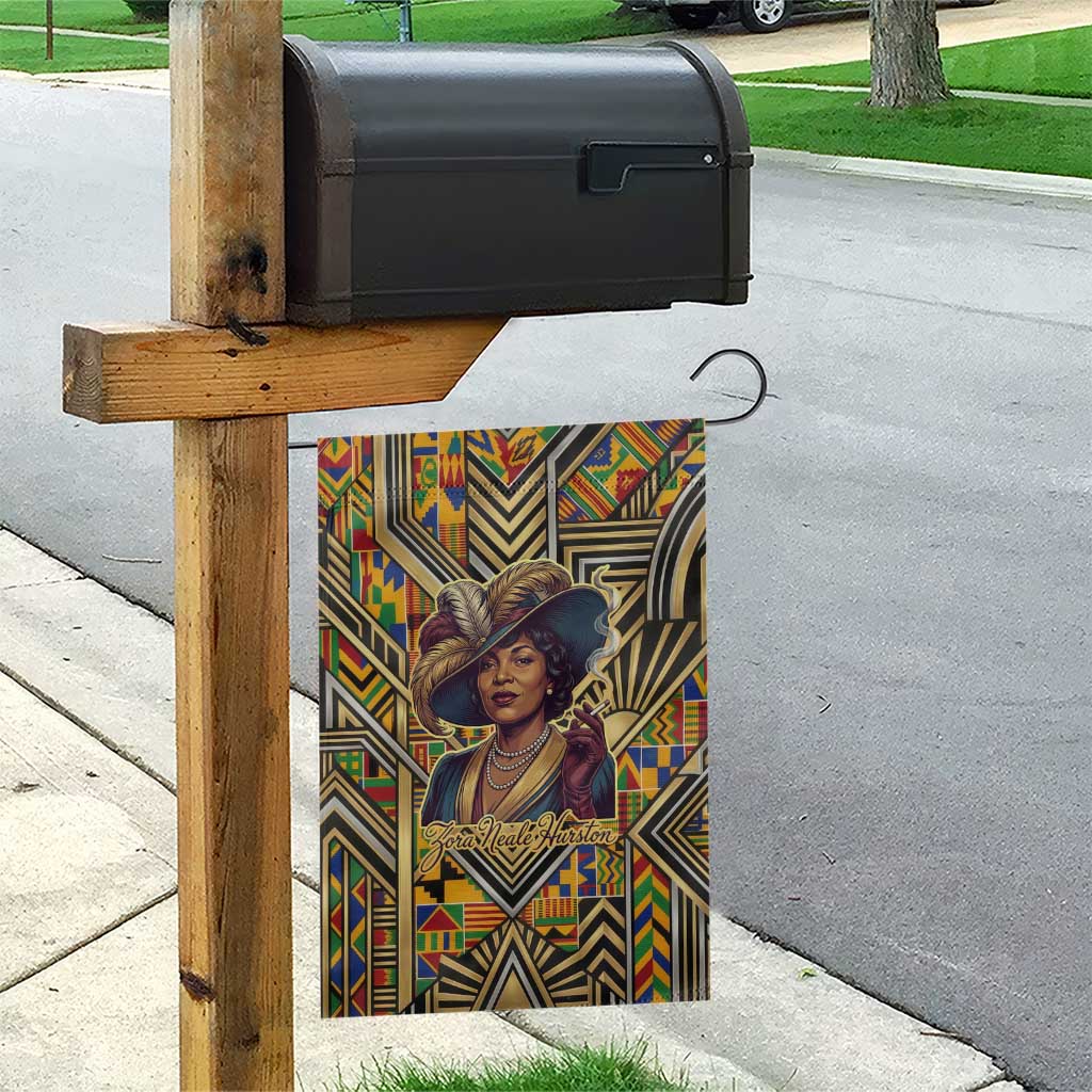 Zora Neale Hurston Garden Flag Bold Kente and Art Deco Pattern - I Am Not Tragically Colored - African Pride