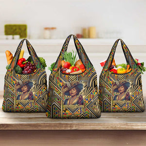 Zora Neale Hurston Grocery Bag Bold Kente and Art Deco Pattern - I Am Not Tragically Colored - African Pride