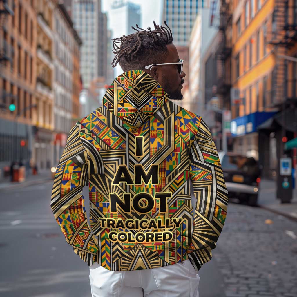 Zora Neale Hurston Hoodie Bold Kente and Art Deco Pattern - I Am Not Tragically Colored - African Pride