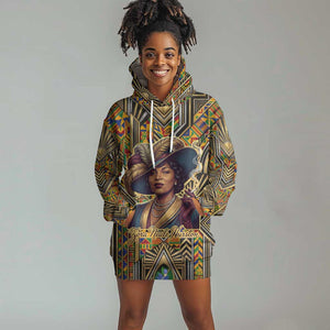 Zora Neale Hurston Hoodie Dress Bold Kente and Art Deco Pattern - I Am Not Tragically Colored - African Pride