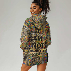 Zora Neale Hurston Hoodie Dress Bold Kente and Art Deco Pattern - I Am Not Tragically Colored - African Pride