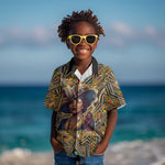 Zora Neale Hurston Kid Hawaiian Shirt Bold Kente and Art Deco Pattern - I Am Not Tragically Colored - African Pride