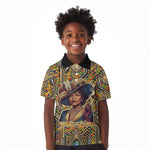 Zora Neale Hurston Kid Polo Shirt Bold Kente and Art Deco Pattern - I Am Not Tragically Colored - African Pride