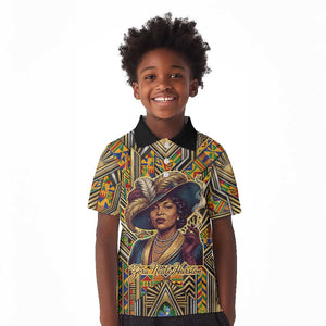 Zora Neale Hurston Kid Polo Shirt Bold Kente and Art Deco Pattern - I Am Not Tragically Colored - African Pride
