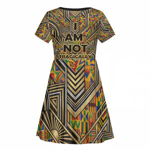 Zora Neale Hurston Kid Short Sleeve Dress Bold Kente and Art Deco Pattern - I Am Not Tragically Colored - African Pride