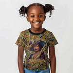Zora Neale Hurston Kid T shirt Bold Kente and Art Deco Pattern - I Am Not Tragically Colored - African Pride