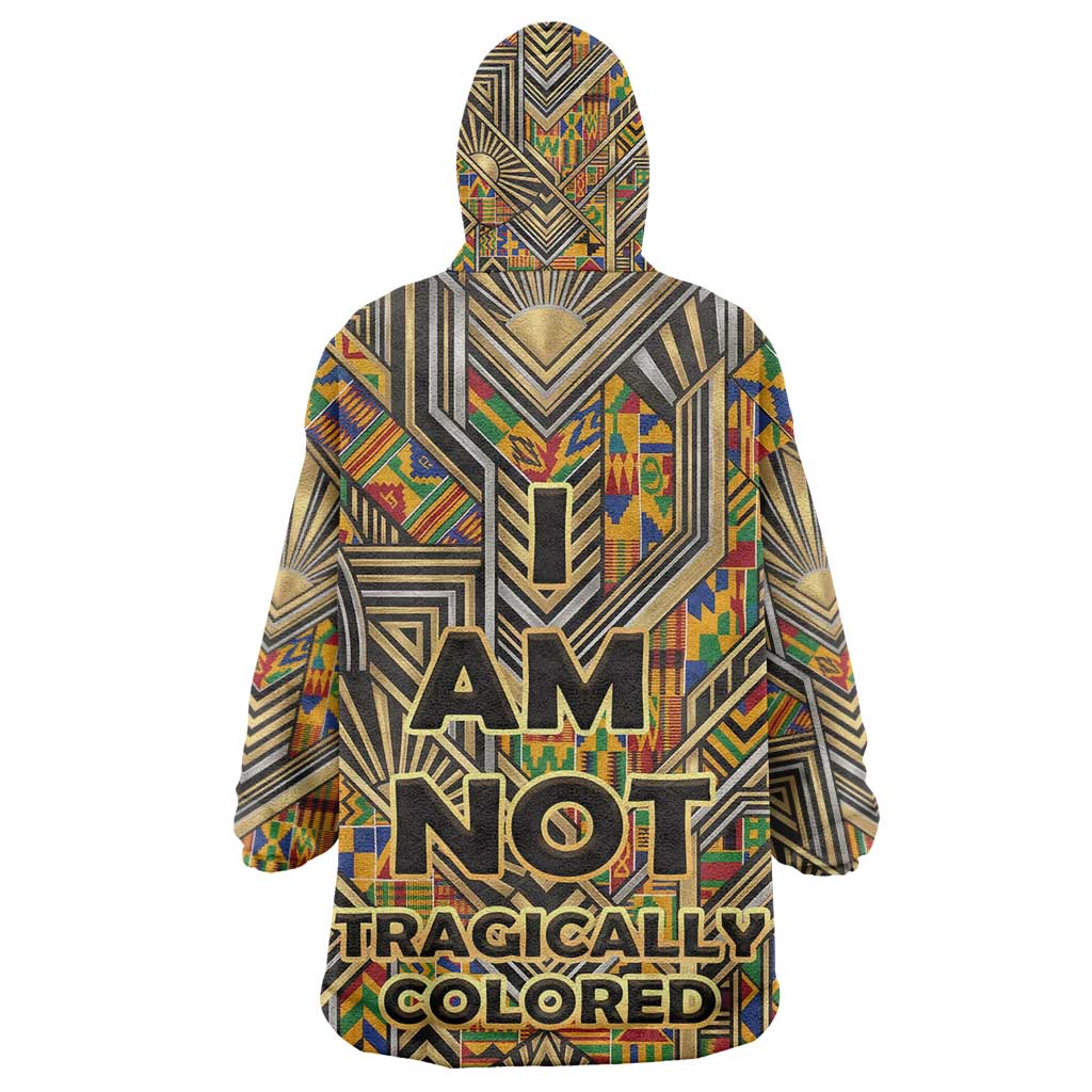 Zora Neale Hurston Kid Wearable Blanket Hoodie Bold Kente and Art Deco Pattern - I Am Not Tragically Colored - African Pride