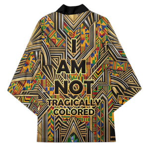 Zora Neale Hurston Kimono Bold Kente and Art Deco Pattern - I Am Not Tragically Colored - African Pride