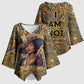 Zora Neale Hurston Kimono Sleeve Blouse Bold Kente and Art Deco Pattern - I Am Not Tragically Colored - African Pride