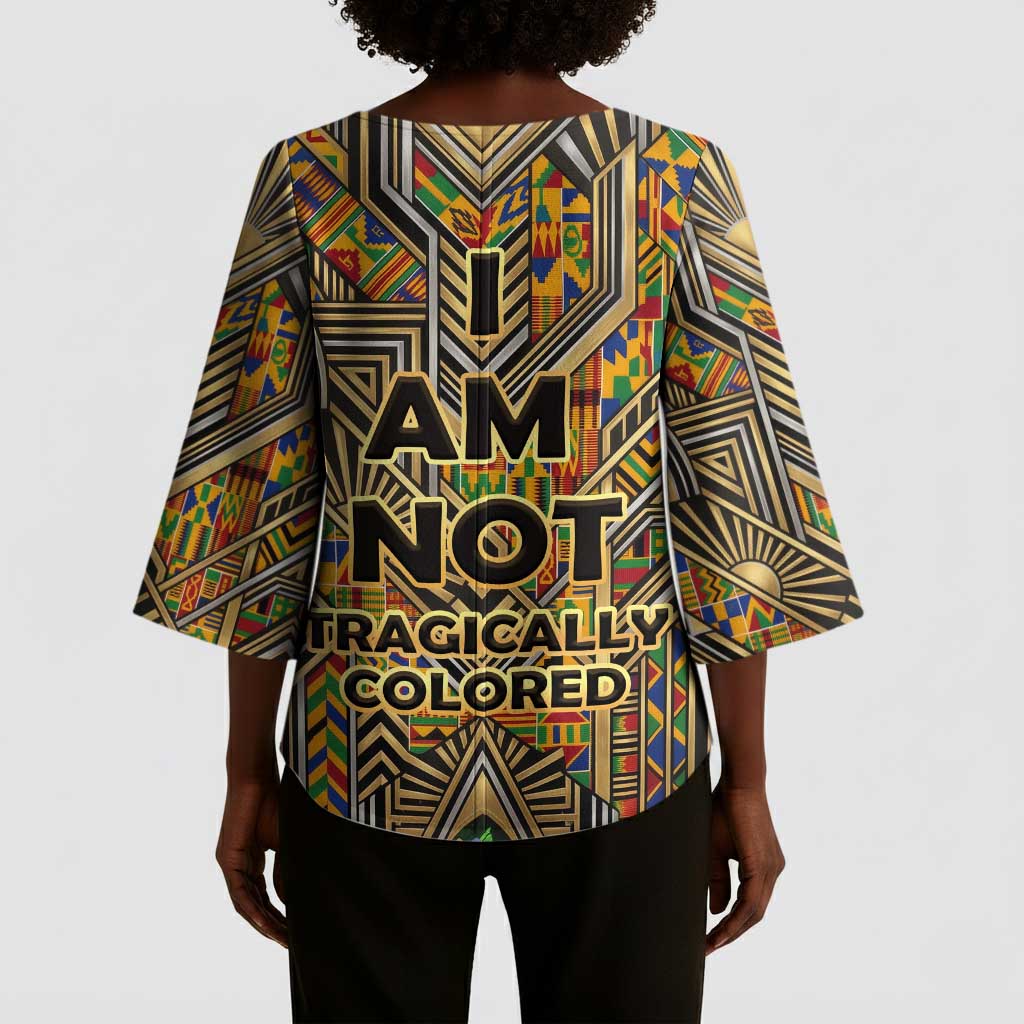 Zora Neale Hurston Kimono Sleeve Blouse Bold Kente and Art Deco Pattern - I Am Not Tragically Colored - African Pride