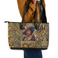 Zora Neale Hurston Leather Tote Bag Bold Kente and Art Deco Pattern - I Am Not Tragically Colored - African Pride