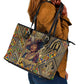 Zora Neale Hurston Leather Tote Bag Bold Kente and Art Deco Pattern - I Am Not Tragically Colored - African Pride