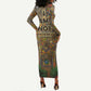 Zora Neale Hurston Long Sleeve Bodycon Dress Bold Kente and Art Deco Pattern - I Am Not Tragically Colored - African Pride