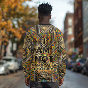 Zora Neale Hurston Long Sleeve Shirt Bold Kente and Art Deco Pattern - I Am Not Tragically Colored - African Pride