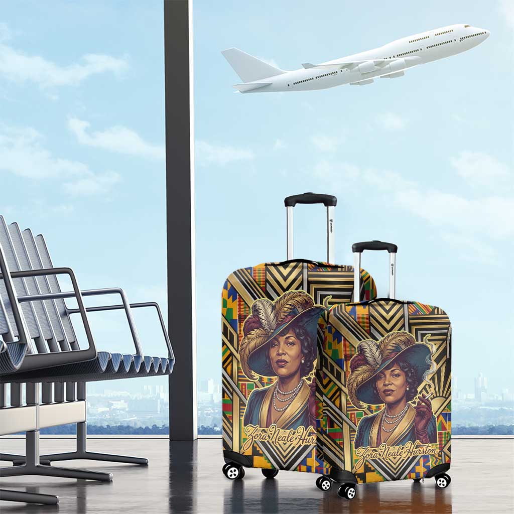 Zora Neale Hurston Luggage Cover Bold Kente and Art Deco Pattern - I Am Not Tragically Colored - African Pride