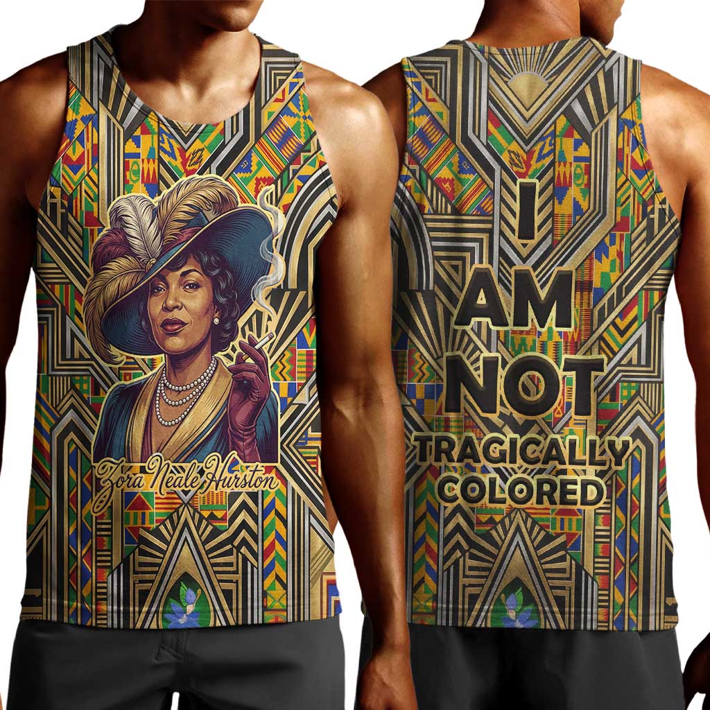 Zora Neale Hurston Men Tank Top Bold Kente and Art Deco Pattern - I Am Not Tragically Colored - African Pride