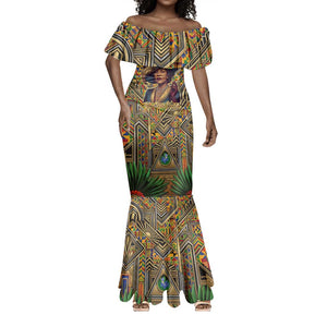 Zora Neale Hurston Mermaid Dress Bold Kente and Art Deco Pattern - I Am Not Tragically Colored - African Pride