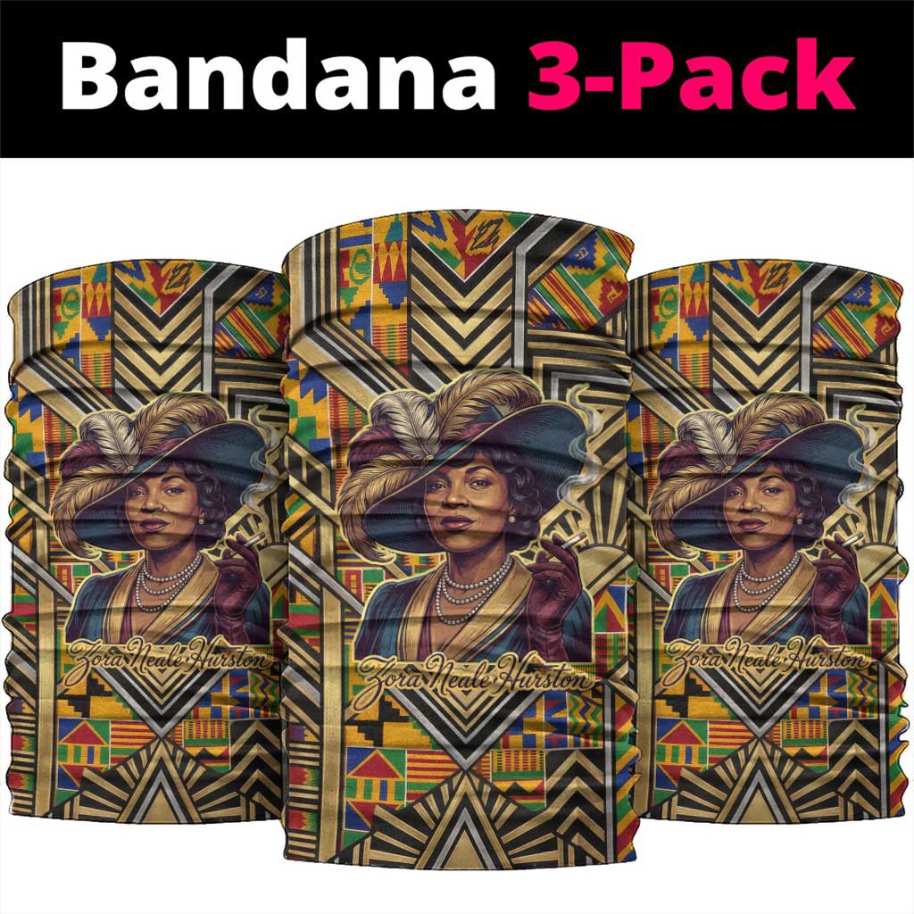 Zora Neale Hurston Neck Gaiter Bold Kente and Art Deco Pattern - I Am Not Tragically Colored - African Pride